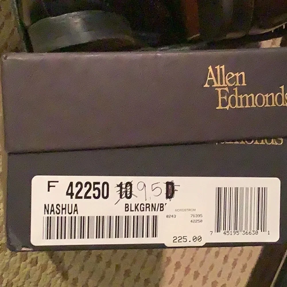 ALLEN EDMONDS Nashua Tassle Loafers Black Brown Pebbled Leather Men’s Shoes 9.5
